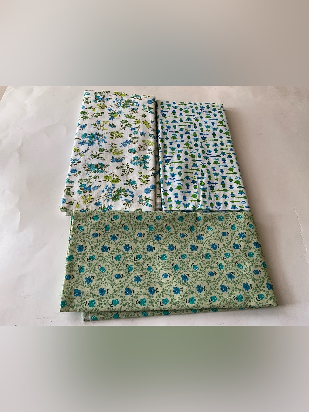 Quilting Sewing Fabric Lot Floral Plants Butterfly Cotton Green Blue White